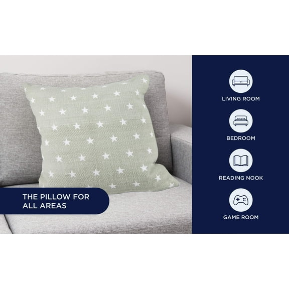 Decorative Throw Pillow Gray with White Stars Stuffed Modern Pillows Interior Design-2pk