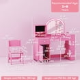 thumbnail image 2 of Pink Vanity Set with LED Lighted Mirror, MDF Dressing Table and Chair, Storage Cabinet, Drawer and Shelves for Bedroom Play or Study, 34.9"L x 15.3"W x 38.1"H, 2 of 7