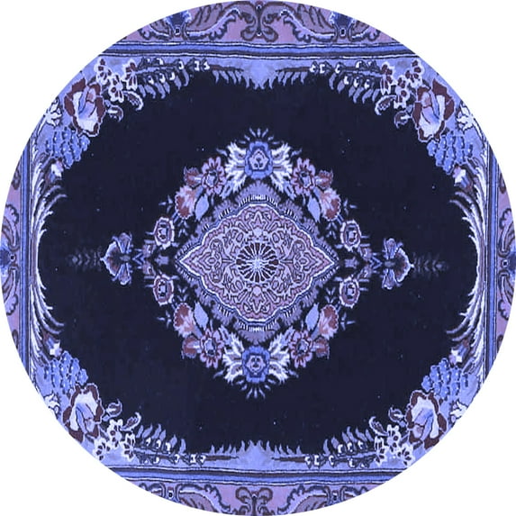 Ahgly Company Indoor Round Medallion Blue Traditional Area Rugs, 5' Round