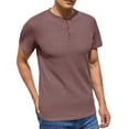 thumbnail image 5 of GIRUNS Men's Short Sleeve Waffle Henley T-Shirt Summer Casual Tee For Men, 5 of 7