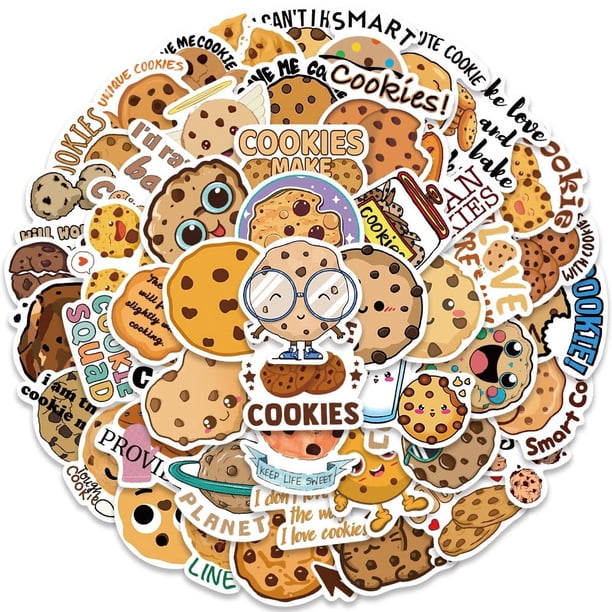 Stickers Jaurney 50 piezas, calcomanías de vinilo impermeables con diseño de galletas