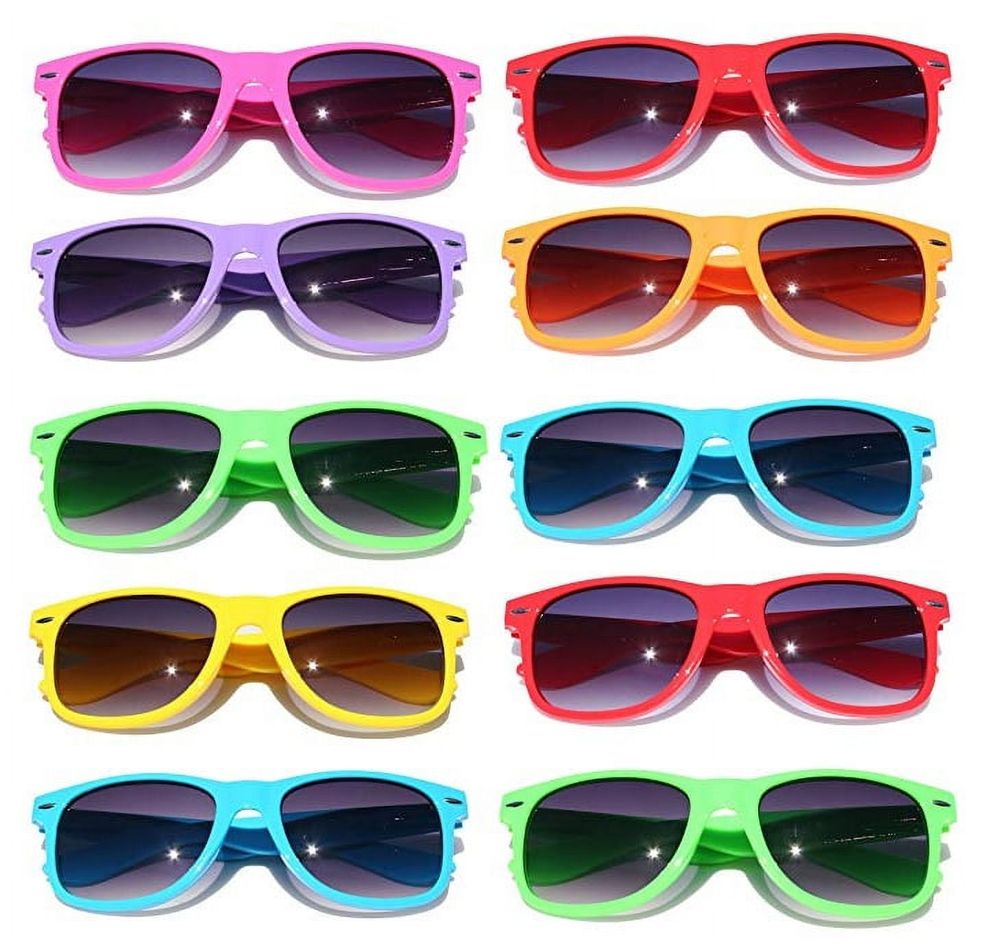Kathfly 54-Pack Neon Kids Sunglasses Bulk - 9 Colors, 80's Style Novelty Glasses For Party Favors, Goodie Bags, Summer - View #2