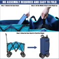 thumbnail image 4 of Chariot Pliable Robuste, Chariot Utilitaire Pliant pour l'Extérieur, Chariot de Camping Jardin Plage avec Roues Universelles, Poignée Ajustable, 2 Porte-Gobelets, 225 Lb, Bleu, 4 of 6