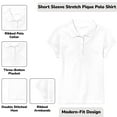 thumbnail image 2 of 3-Pack Girl's 3-Button Short Sleeve Stretch Pique Polo Shirts School Uniform (4-20), 2 of 4