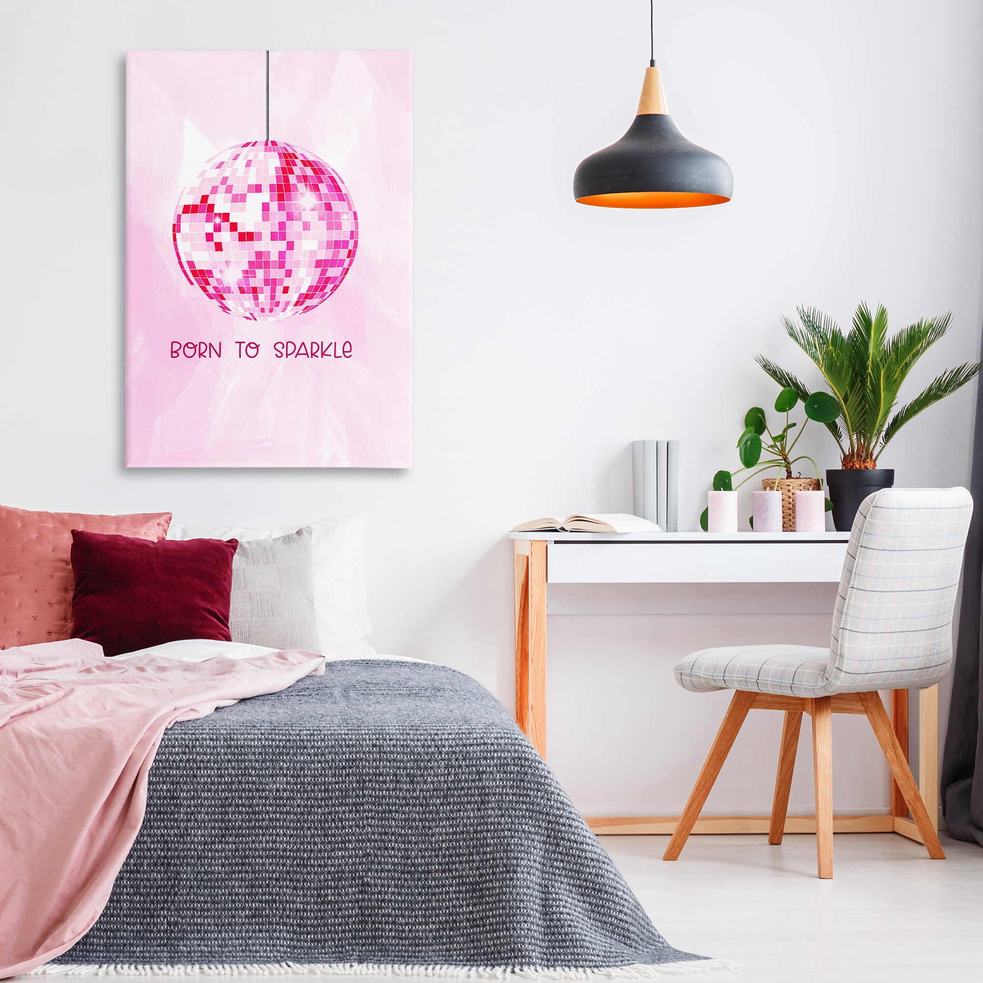 Stupell Industries Born To Sparkle Disco Typography Painting Gallery Wrapped Canvas Art Print Wall Art, 30 x 45
