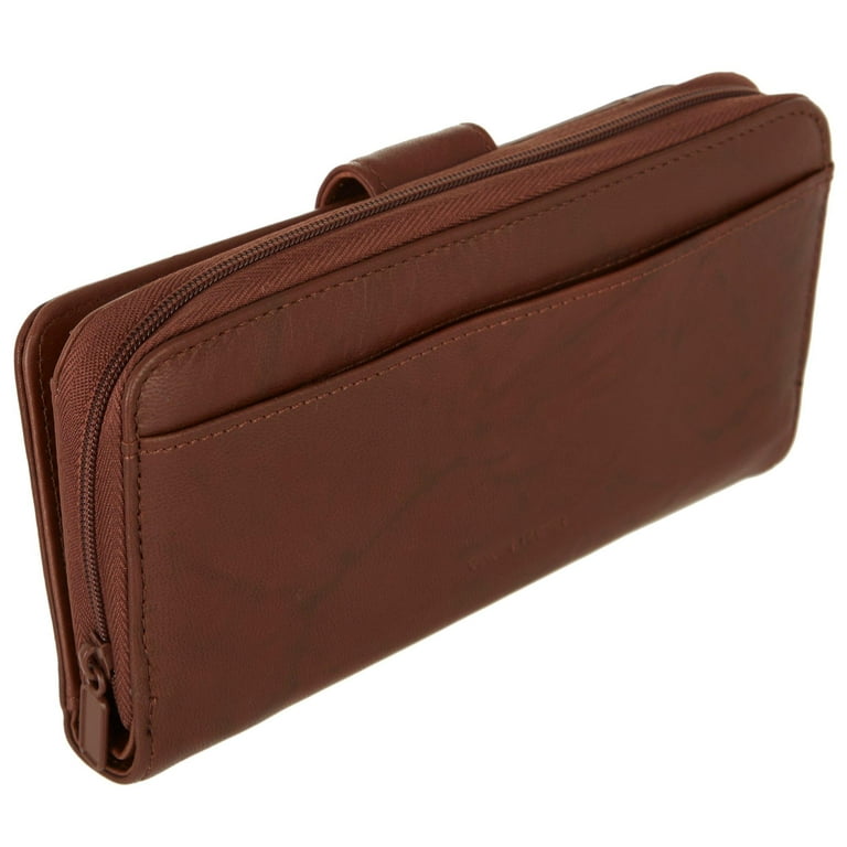 Julia Buxton Women's Heiress Checkbook Wallet Leather, Mahogany