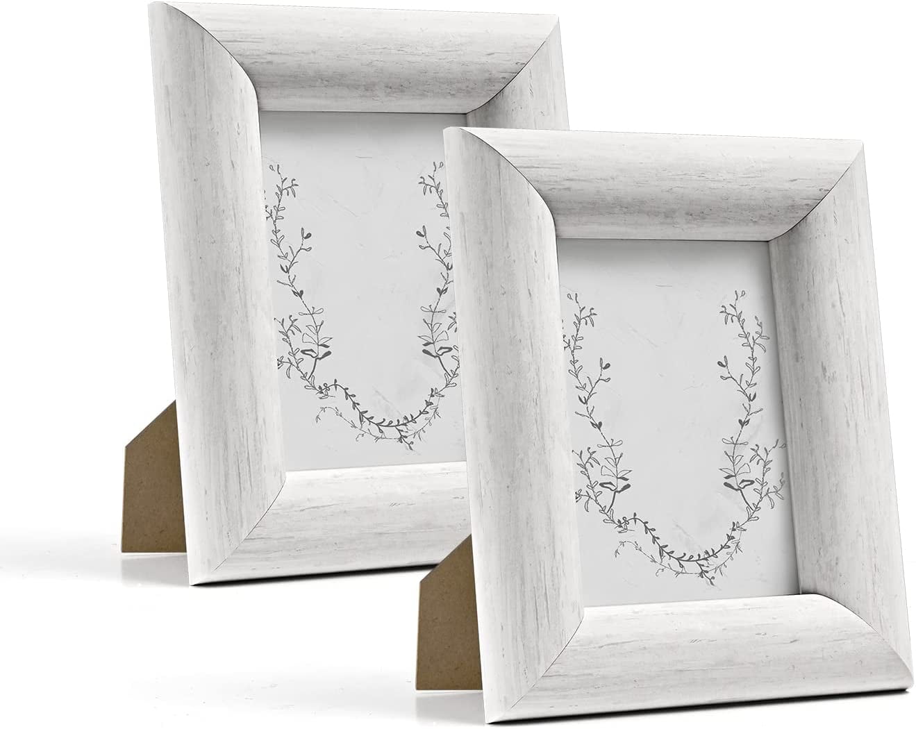 ArtbyHannah 2 Pack 4x6 inch Rustic White Picture Frame Set for Wall