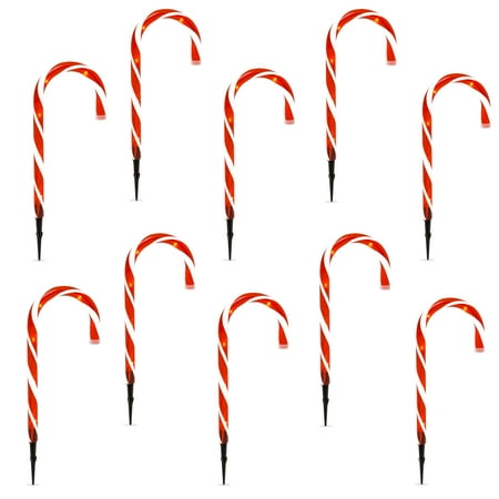 Best Choice Products Set of 10 15in Weather Resistant Christmas Candy Cane Pathway Marker Lights for Indoor/Outdoor Holiday Decoration w/ 25ft Total Length - (Best Outdoor Christmas Decorations Ideas)