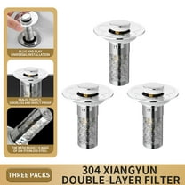 Sink Hair Catcher, Bathroom Drain Stopper Filter, Removable Stainless Steel Basket, Pop-Up Clog Prevention, Universal Size Rubber Rings, Easy Install Clean