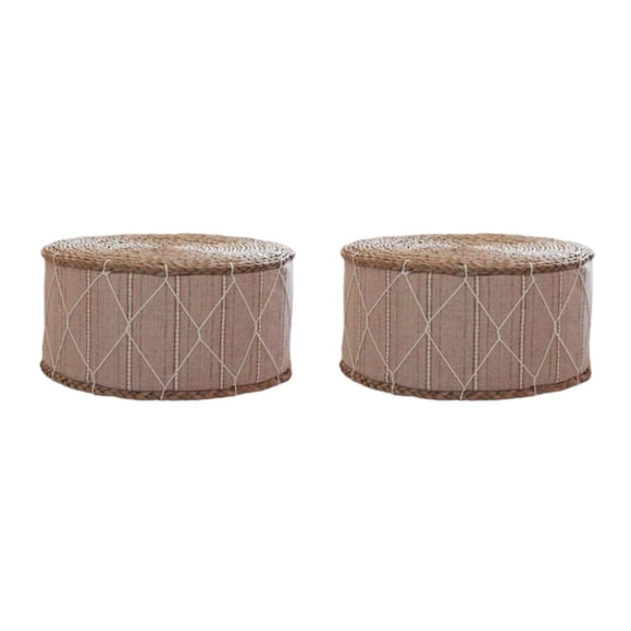 Matsuzay Futón de paja hecho a mano Almohada de piso Cojín de meditación Taburete Puf Type3 NO3