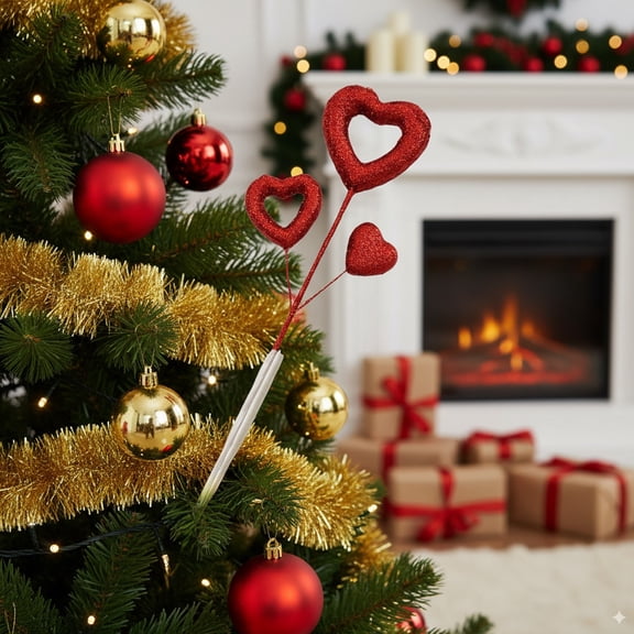Glitter Foam Heart Decoration 13.8 Inch – Bendable DIY Craft Cutout for Valentine Christmas Tree Bouquet Gift Box Wreath Classroom Project, Red