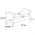 thumbnail image 6 of 53.5"W Elegant Upholstered Bench with Wood Legs & Round Pillows,Comfy Boucle Fabric Footrest with Arms, Entryway Bench for End of Bed, Bedroom and Living Room, Ivory, 6 of 6