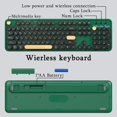thumbnail image 2 of Colorful Wireless Computer Keyboards Mouse Combos, UBOTIE Polychrome Round Keycaps Retro PC Keyboards 2.4GHz Radio Frequency Connection with Optical Mouse(Green-Black), 2 of 6