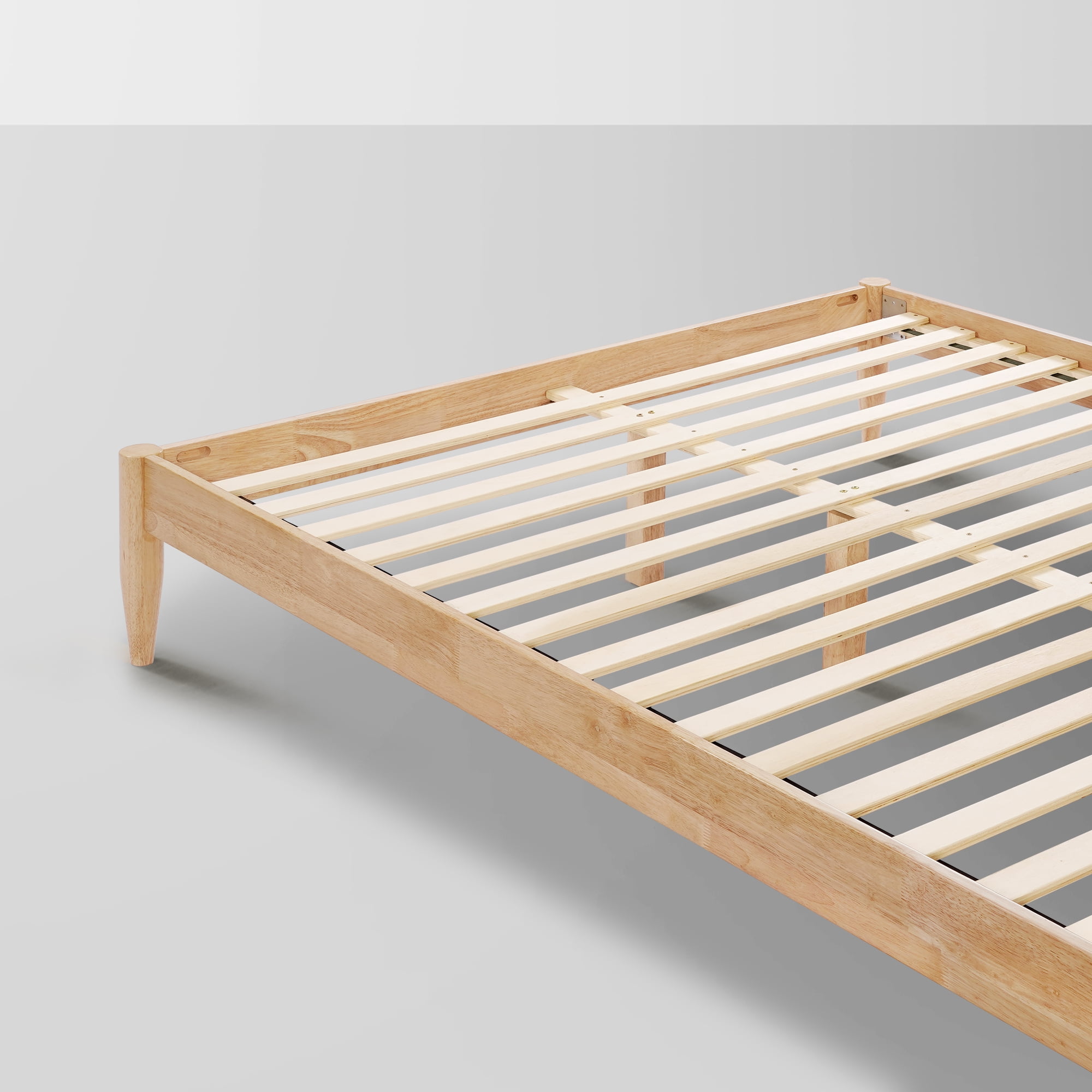 Spruce & Spring Upholstered Solid Wood Platform Bed Frame with Headboard Cream, Queen