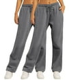 thumbnail image 2 of CFLVAEK 2 Pack Sweatpants for Women Casual Drawstring Elastic Waist Workout Sweatpant Loose Fit Wide Leg Lounge Pants with Pockets Dark Gray XL, 2 of 7