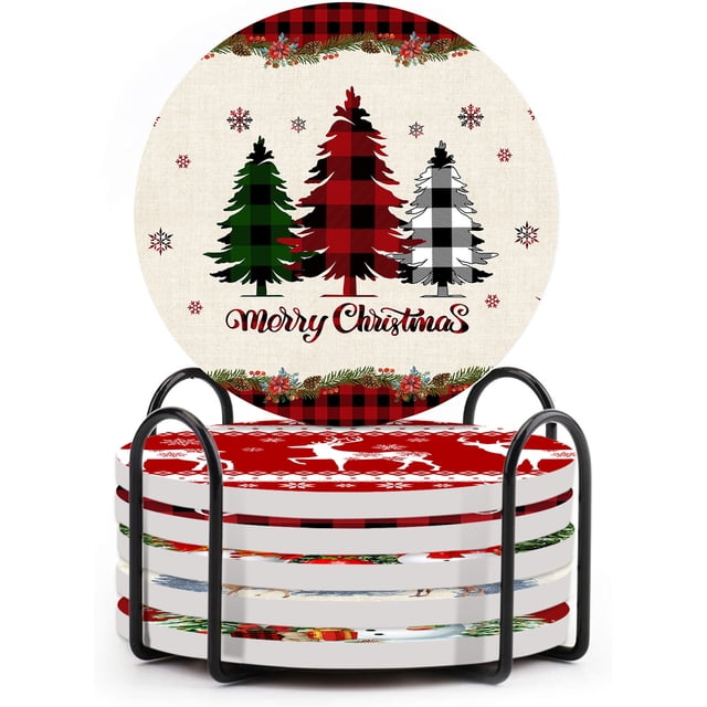 Posavasos de cerámica con forma de árbol de Navidad rojo: anima la decoración de tu mesa navideña con estos posavasos festivos y duraderos