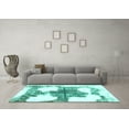 thumbnail image 3 of Ahgly Company Machine Washable Indoor Round Oriental Turquoise Blue Modern Area Rugs, 3' Round, 3 of 4