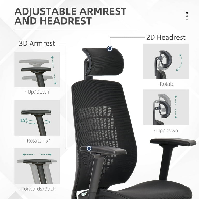 Vinsetto Ergonomic Mesh Office Chair with Adjustable Headrest