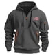 thumbnail image 4 of Sudadera con capucha para hombre, con estampado de bolsillo, media cremallera, cordón ajustable, informal, deportiva, de manga larga, blusa de poliéster, 4 of 5