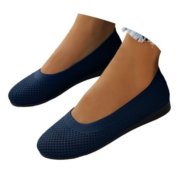 Chaussures Habillées à Talons Compensés Bas pour Femmes 2025 Respirantes en Tricot Doux Décontractées à Bout Rond Ballerines Mocassins de Marche
