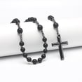 thumbnail image 2 of Rosary Black Bead Necklace, Saint Benedict, Catholic Rosary Beads, Metal Cross, Christian Gift, 2 of 5