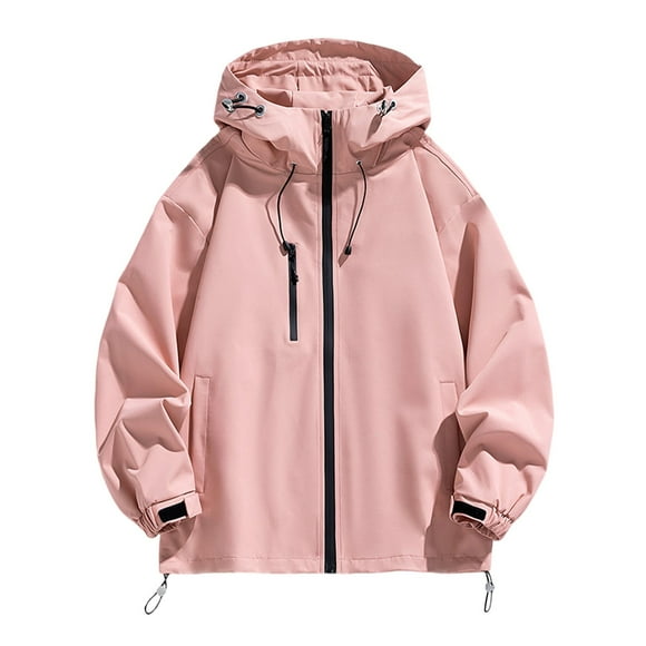 WRKEKC Coupe-Vent Léger Imperméable pour Femmes, Veste de Pluie à Capuche Pliable Fermeture Éclair Complète Manteau Extérieur