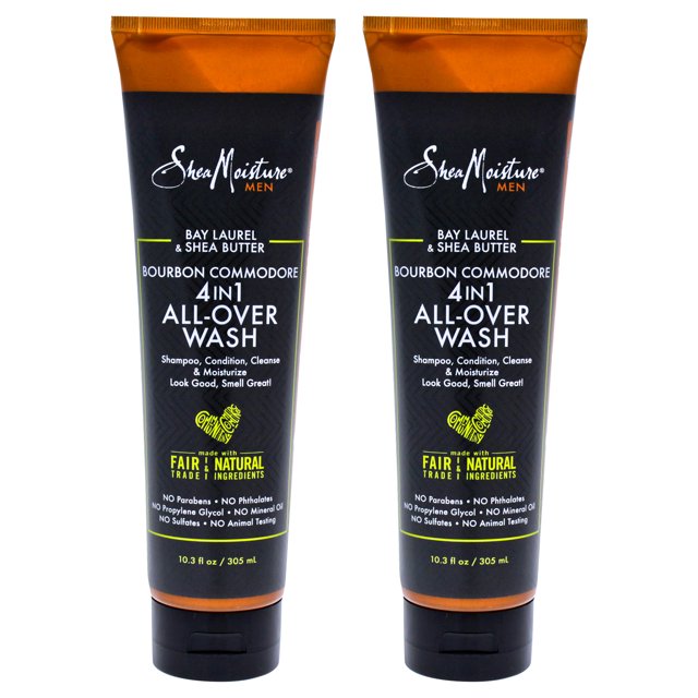 Gel de baño Shea Moisture Bay Laurel & Shea Butter Bourbon Commodore 4 en 1 Paquete de 2 10.3 oz