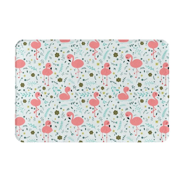 Balery Cute Flamingo Felpudo de franela, resistente a las manchas y a la decoloración, para uso interior y exterior, fácil de limpiar, 40 x 60 cm