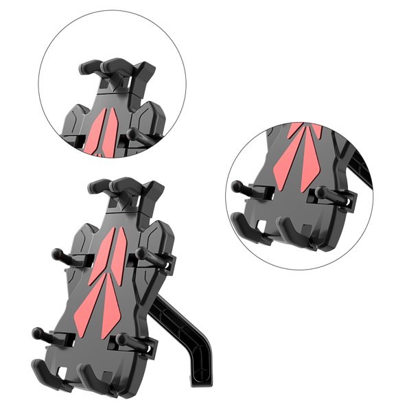 Soporte para teléfono para bicicleta Soporte para teléfono con rotación de 360 grados (espejo retrovisor rojo)