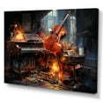 thumbnail image 2 of Designart "Fire Jazz Orange and Black Tools for Music" Music Wall Art Print, 2 of 5