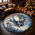 thumbnail image 6 of 3D Blue Santa Spiral Staircase Round Rug - Soft Non-Slip Washable Floor Mat for Living Room, Bedroom Entryway & Festive Holiday Decor, 6 of 7