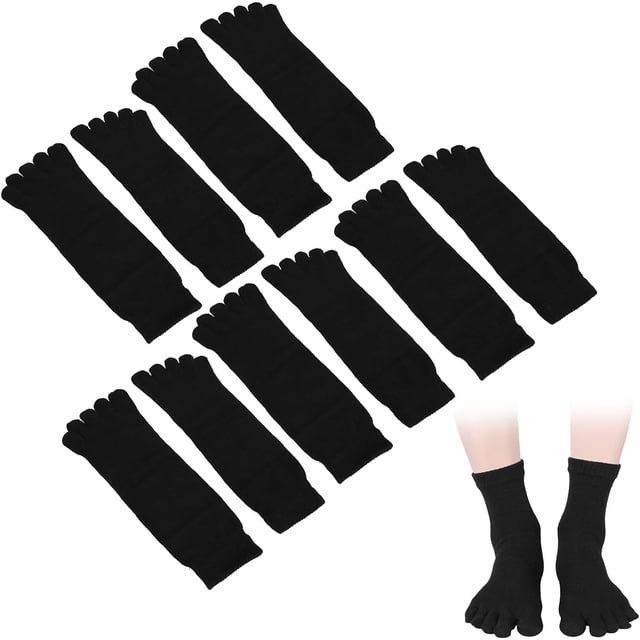5 Pares de Calcetines para los Dedos de los Pies, Calcetines de Cinco Dedos, Calcetines Transpirables de Cinco Dedos para Evitar el Olor de los Pies, Calcetines de Yoga para (Negro)