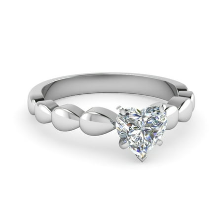 Solitaire Unique Engagement Ring For Women 0.40 Carat Heart Shaped Natural Untreated Diamond In 14K White Gold GIA Certified