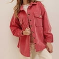 thumbnail image 2 of ChaoHeng Womens Jackets Solid Color Lightweight Clearance,Women's Winter Casual Lapel Solid Color Corduroy Irregular Cardigan Jacket Long Sleeve Coat(Pink,L), 2 of 7