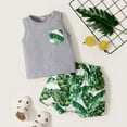thumbnail image 2 of IROINNID Toddler Boy's Summer Print Tank Top And Shorts Beach Style Set, 2 of 7