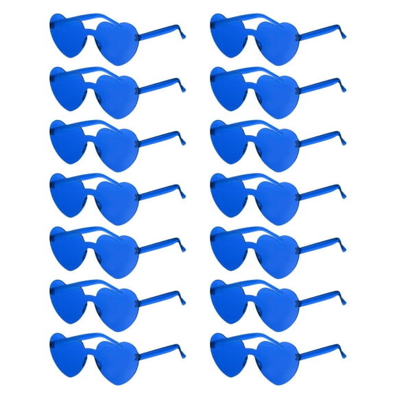 14 Pcs Heart Shaped Sunglasses for Beach Party Rainbow Glass Birthday Blue