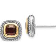thumbnail image 1 of 14K/Silver Two-Tone Sterling Silver With 14K Garnet Earrings (13 X 13) Made In Thailand qtc673, 1 of 5
