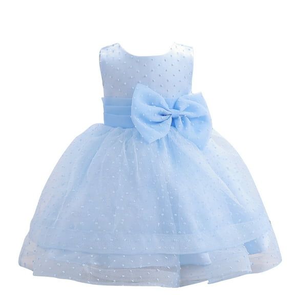 Gubotare Baby Princess Dress Toddler Baby Girl Tutu Tulle Dress Ruffle Back Bowknot Princess Party Dresses (Blue,Size 2-3 Years)