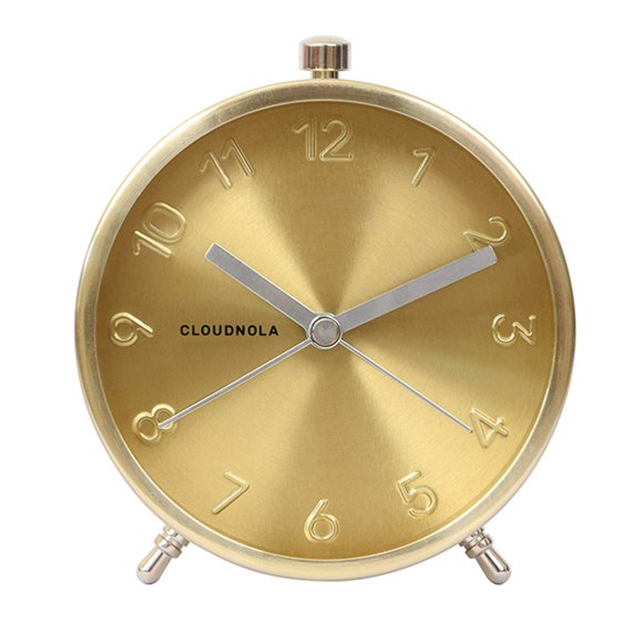 Cloudnola Glam Metal Alarm Clock Gold, 4.3 inch Diameter, Battery Operated Quartz Movement, Silent Non Ticking …