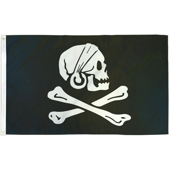 3x5 Henry Avery Pirate Flag Jolly Roger Black 68D Nylon