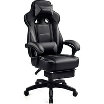 GTPLAYER Gaming Chair with Footrest, Big and Tall Game Chair 350lb Racing Style Computer Chair, Ergonomic Executive Office Chair High Back with Lumbar Support and Recliner, Gray