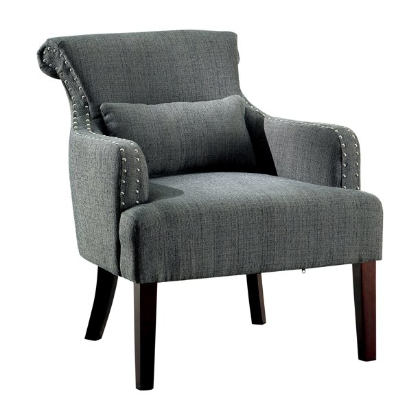Furniture of America Transitional Fabric Trenton Accent Chair, Gray