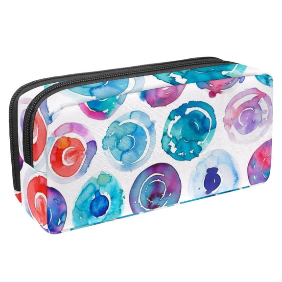 MUOOUM Pencil Case, Splash Circles Watercolor Pattern Large Capacity Pencil Pouch Stationery Pen Bag