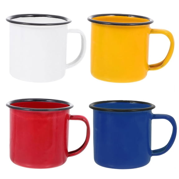 BPPEG 2026 New 4Pcs Vintage Coffee Mugs High Temperature Firing Enamelware Coffee Mug Rounded Handle Water Mug