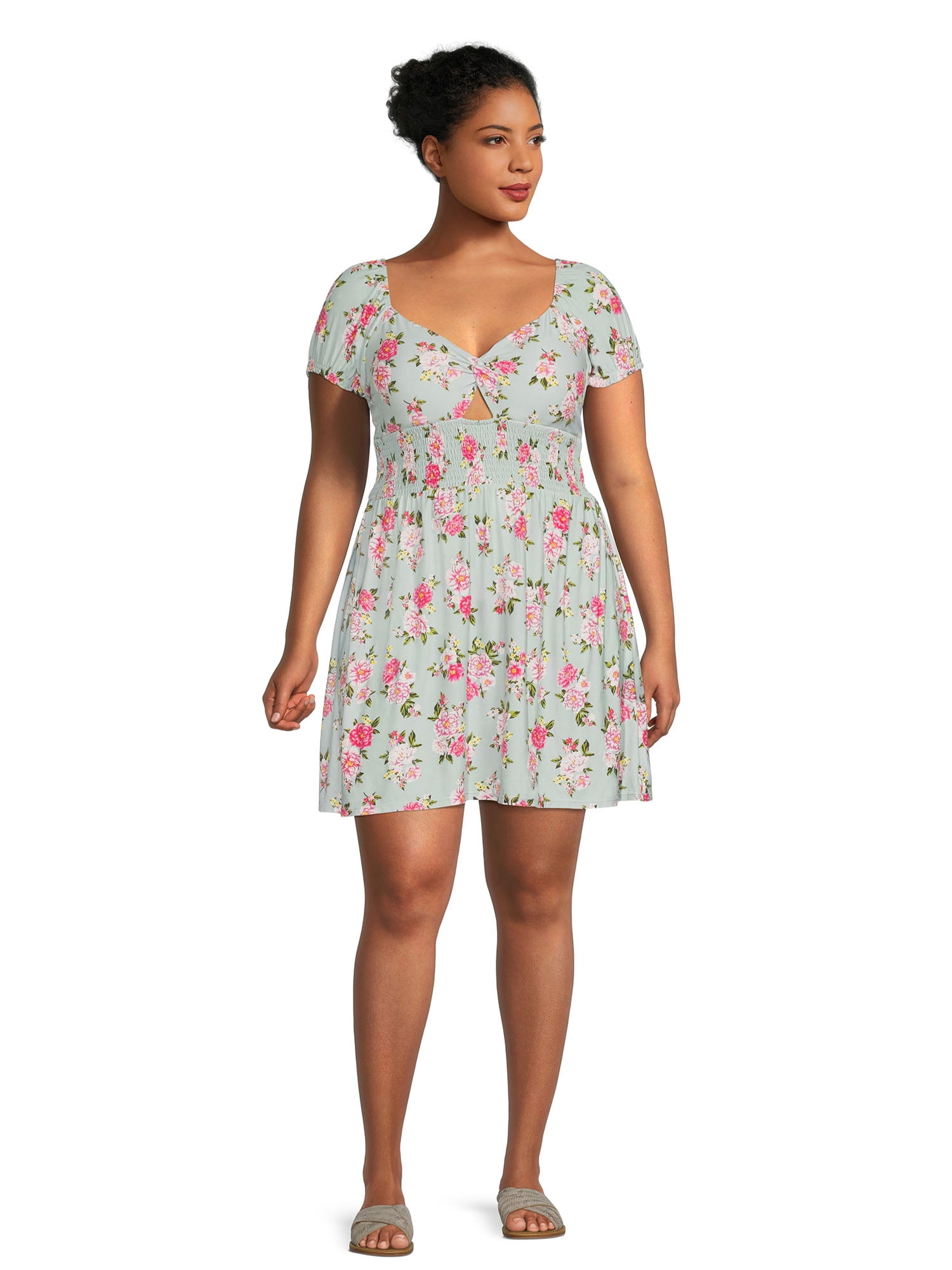 No Boundaries Juniors Plus Size Twist Front Dress with Lace Up Back