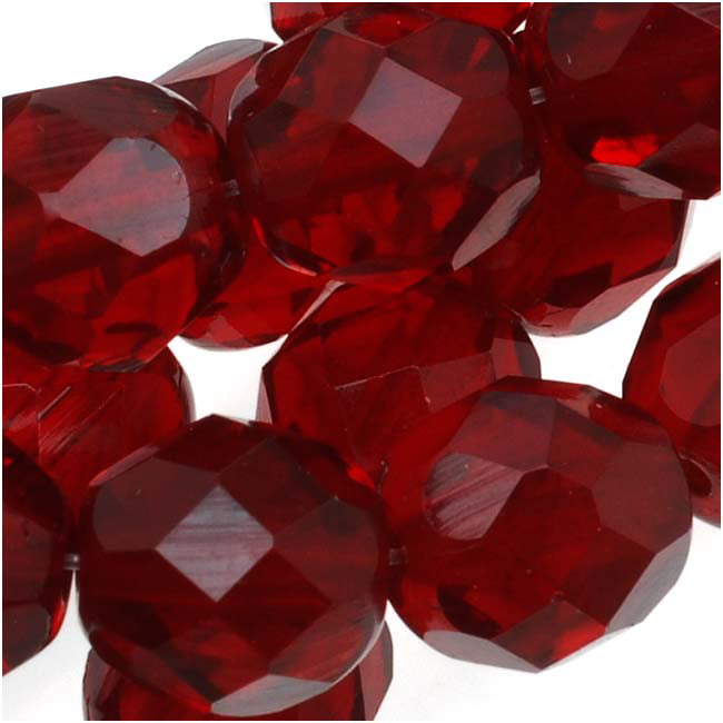 25 Ruby Red AB Czech Glass Faceted Round Beads 8MM 