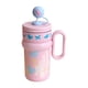 thumbnail image 2 of Vaso térmico de acero inoxidable con pajita para mujer, diseño de dibujos animados, práctico regalo para agua. Graffiti rosa, 2 of 9
