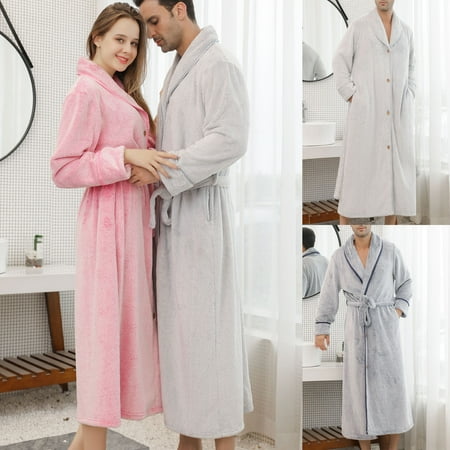 

nightgown for women Christmas Pajamas for Family Flannel Thicken Plus Size One-piece Button Couple Bathrobe Fall Winter Warm Sleepwear