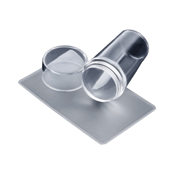 Clear Silicone Nail Stamper with Scraper - Transparent, Replaceable Heads - DIY Decor