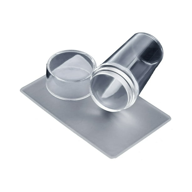 Sello de silicona transparente con rascador Cuerpo transparente visible No diferente para uñas DIY Herramienta de estampado de uñas con rascador